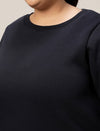 Women Plus Size Fleece Sweatshirt- Navy Blue