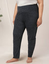 Women Plus Size High Rise Printed Leggings- Dark Grey