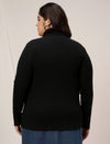 Women Plus Size High Neck Stretch T-Shirt- Black