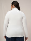 Women Plus Size High Neck Stretch T-Shirt- White
