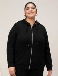 Women Plus Size Hoodie- Black