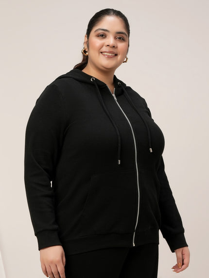 Women Plus Size Hoodie- Black