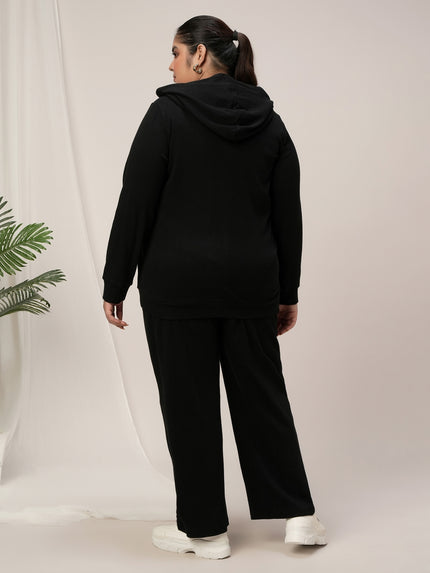 Women Plus Size Lounge Pajama Co-Ord Set- Black