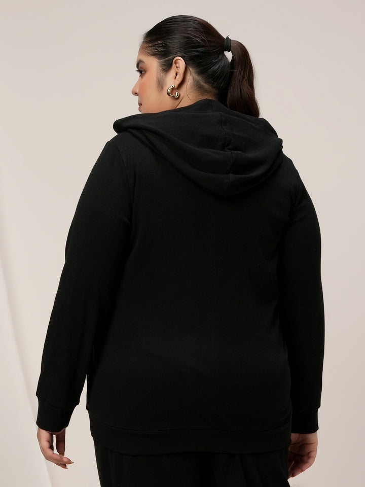 Women Plus Size Hoodie- Black