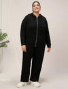 Women Plus Size Lounge Pajama Co-Ord Set- Black