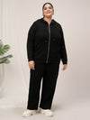 Women Plus Size Lounge Pajama Co-Ord Set- Black