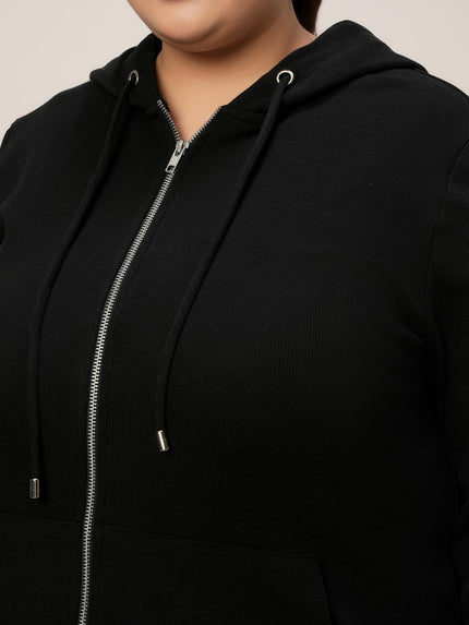 Women Plus Size Hoodie- Black