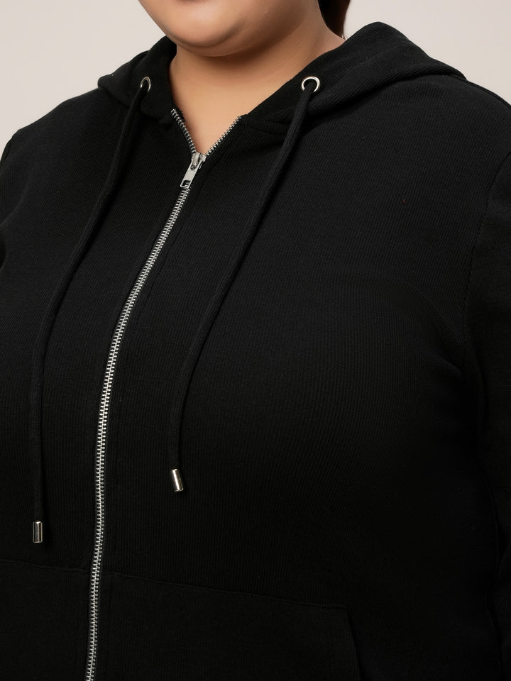 Women Plus Size Hoodie- Black