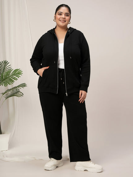 Women Plus Size Hoodie- Black