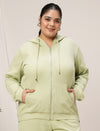Women Plus Size Hoodie- Light Green