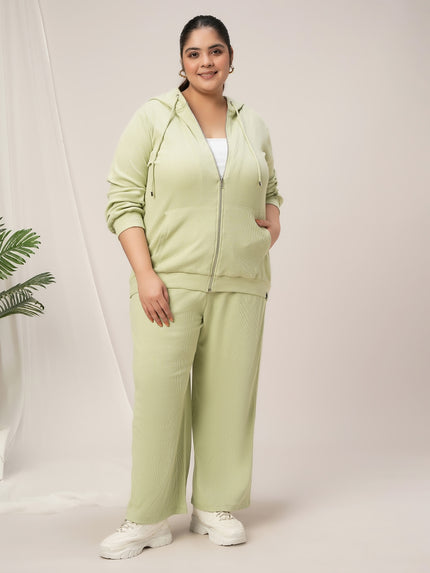 Women Plus Size Lounge Pajama Co-Ord Set- Light Green
