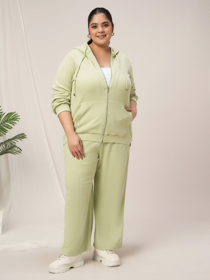 Women Plus Size Lounge Pajama Co-Ord Set- Light Green