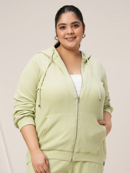 Women Plus Size Hoodie- Light Green