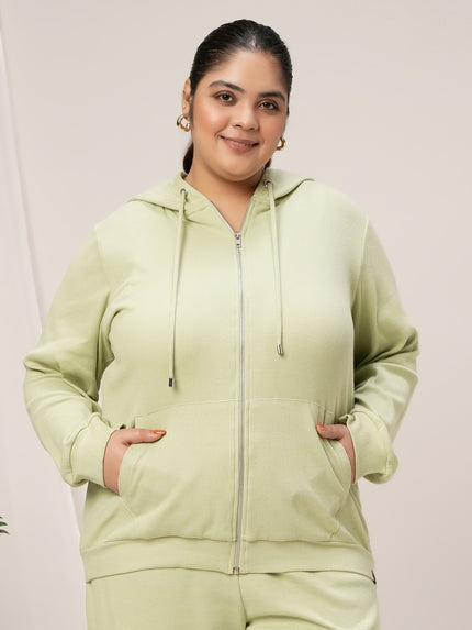Women Plus Size Hoodie- Light Green