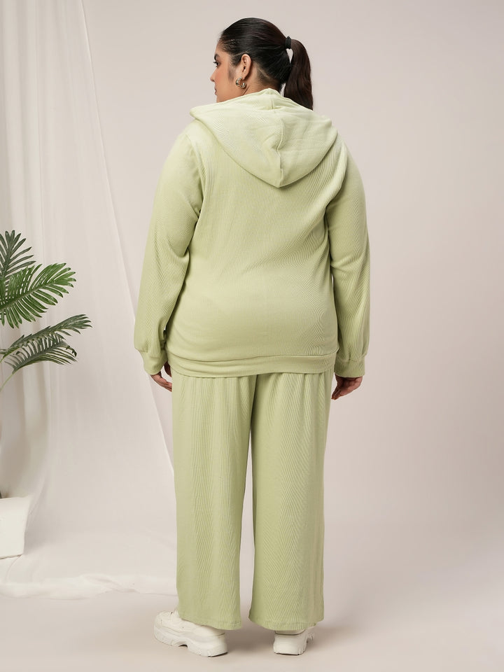 Women Plus Size Lounge Pajama Co-Ord Set- Light Green
