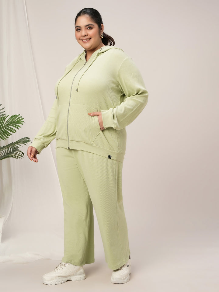 Women Plus Size Lounge Pajama Co-Ord Set- Light Green