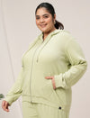 Women Plus Size Hoodie- Light Green