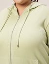 Women Plus Size Hoodie- Light Green