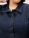 Plus Size Navy Blue Denim Shirt Dress