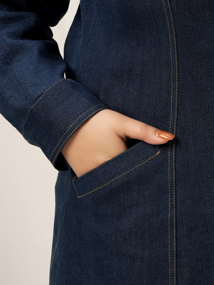 Plus Size Navy Blue Denim Shirt Dress