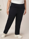 Women Plus Size Winter Fleece Leggings- Navy Blue