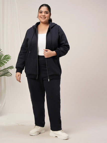 Women Plus Size Winter Co-Ord Set- Navy Blue