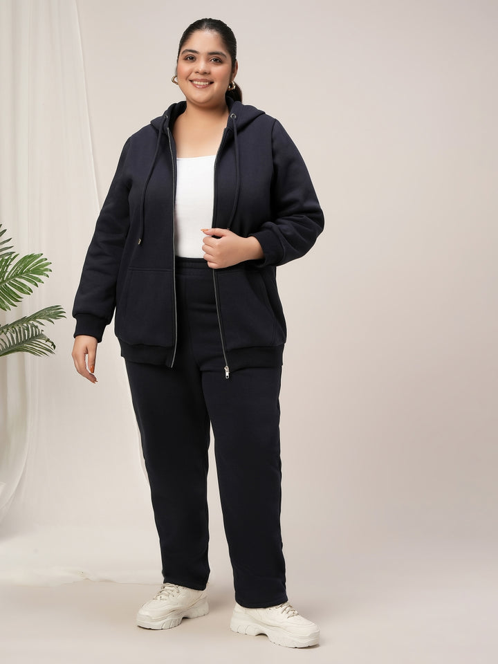 Women Plus Size Winter Co-Ord Set- Navy Blue