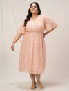 Plus Size Peach Lace Midi Dress
