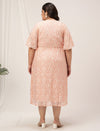 Plus Size Peach Lace Midi Dress