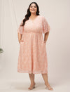Plus Size Peach Lace Midi Dress