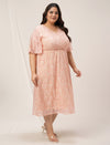 Plus Size Peach Lace Midi Dress