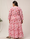 Plus Size Pink Floral Cotton Maxi Dress