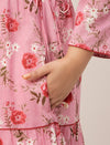 Plus Size Pink Floral Cotton Maxi Dress