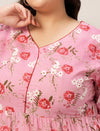 Plus Size Pink Floral Cotton Maxi Dress