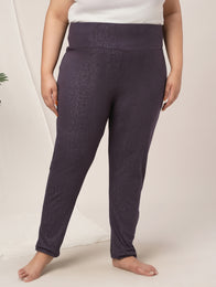Women Plus Size High Rise Printed Leggings- Purple