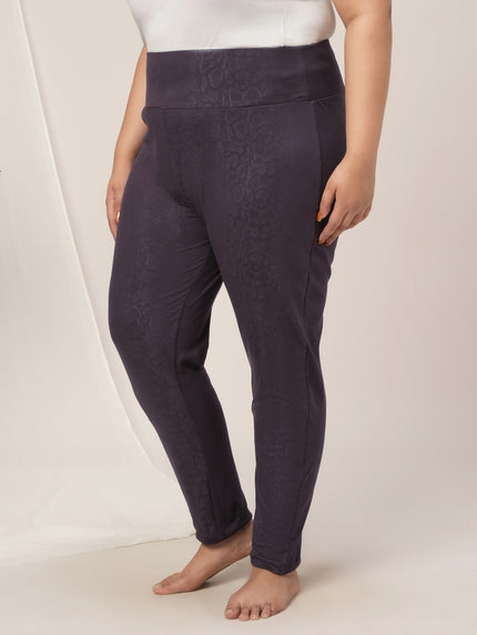 Women Plus Size High Rise Printed Leggings- Purple