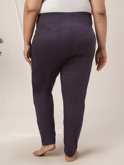 Women Plus Size High Rise Printed Leggings- Purple
