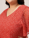 Women Plus Size Red Polka Dot Flare Dress