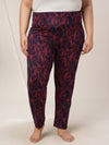 Women Plus Size High Rise Printed Leggings- Red