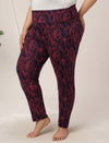 Women Plus Size High Rise Printed Leggings- Red