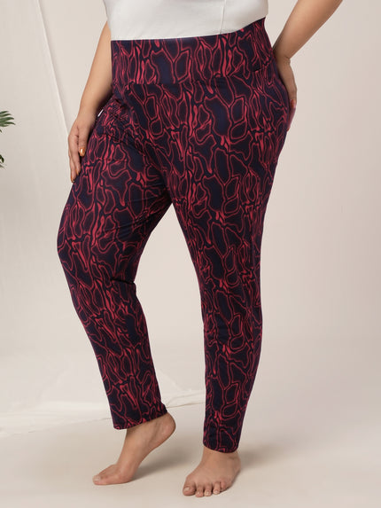 Women Plus Size High Rise Printed Leggings- Red