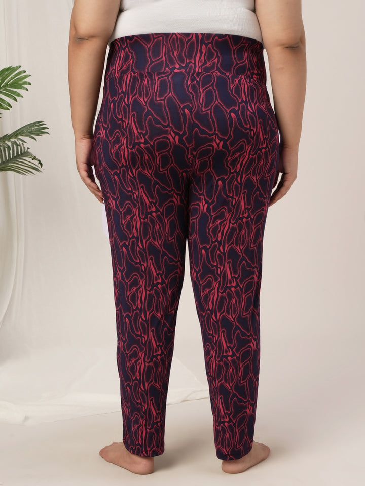 Women Plus Size High Rise Printed Leggings- Red