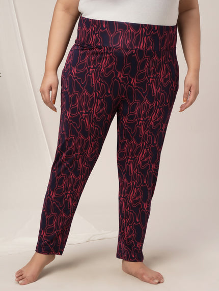 Women Plus Size High Rise Printed Leggings- Red