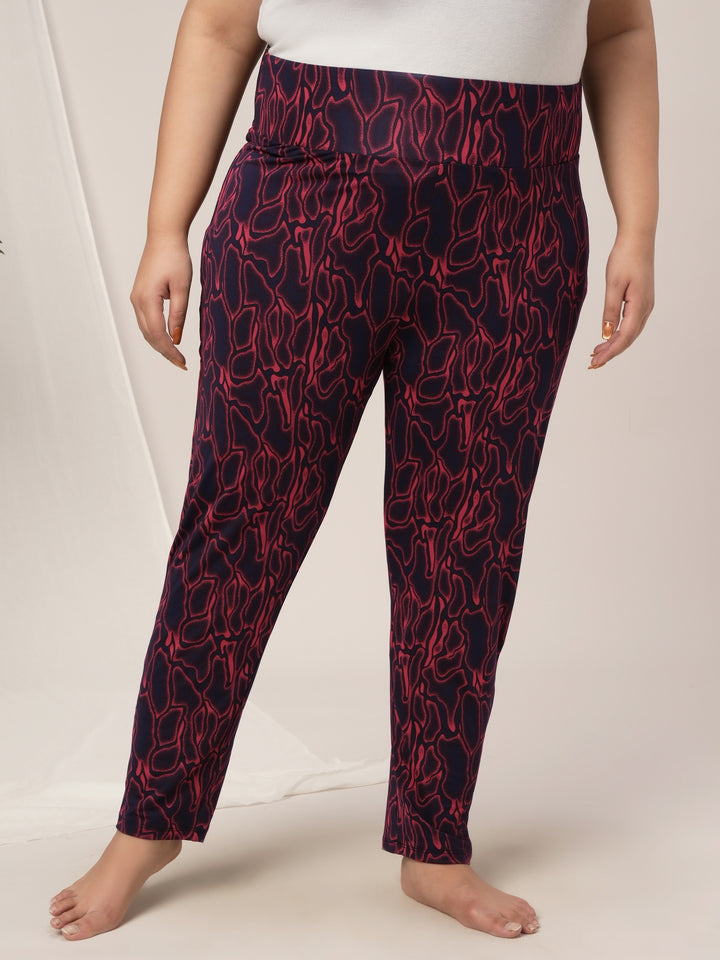 Women Plus Size High Rise Printed Leggings- Red