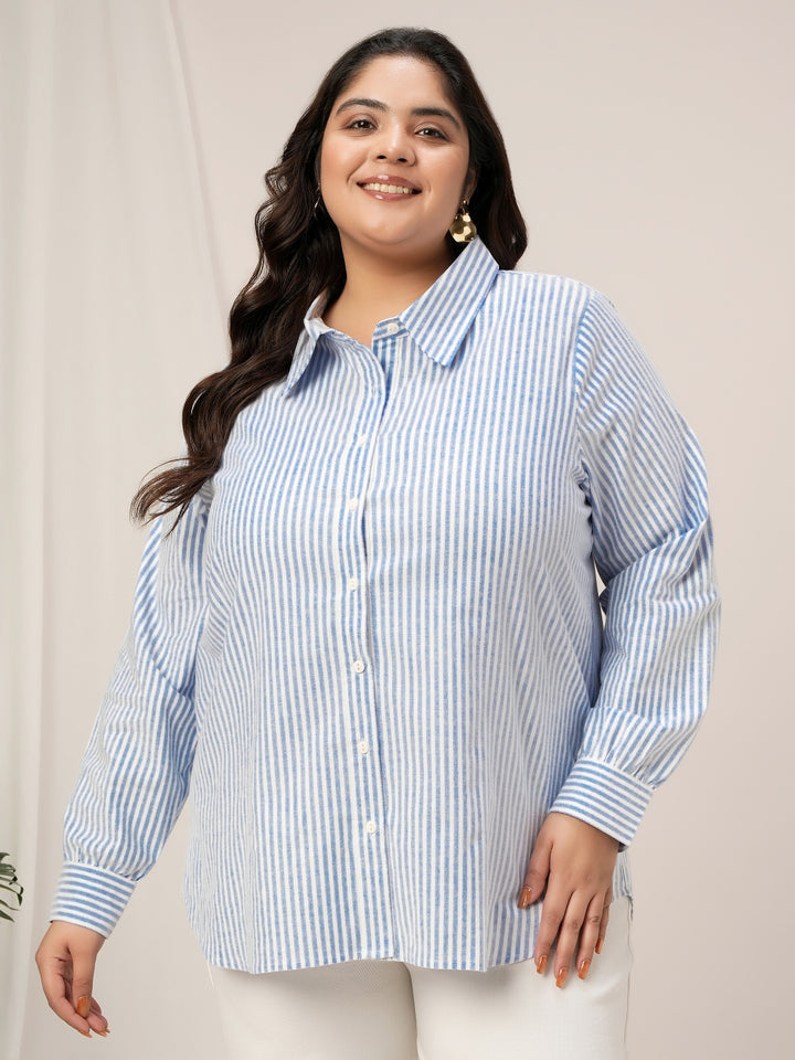 Women Plus Size Stripe Shirt