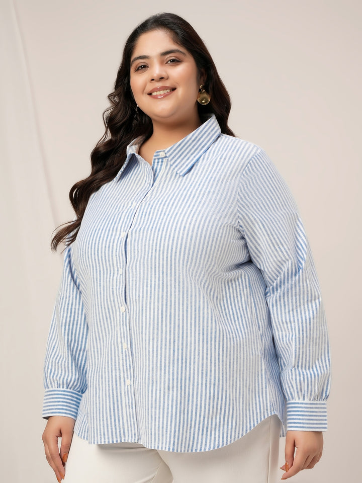 Women Plus Size Stripe Shirt