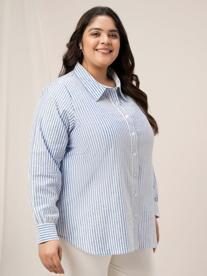 Women Plus Size Stripe Shirt