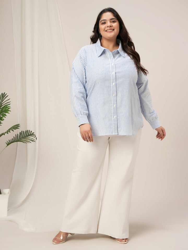 Women Plus Size Stripe Shirt