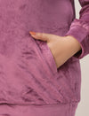Women Plus Size Soft Velvet Full-Zip Jacket- Dark Pink