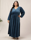 Plus Size Velvet Maxi Evening Dress